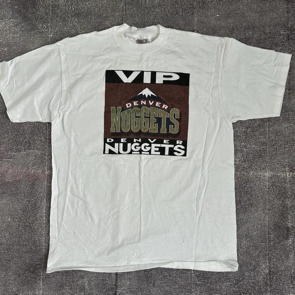 Nwot Mens 90S Oneita Denver Nuggets Vip White Graphic T Shirt Tee Sz Xl